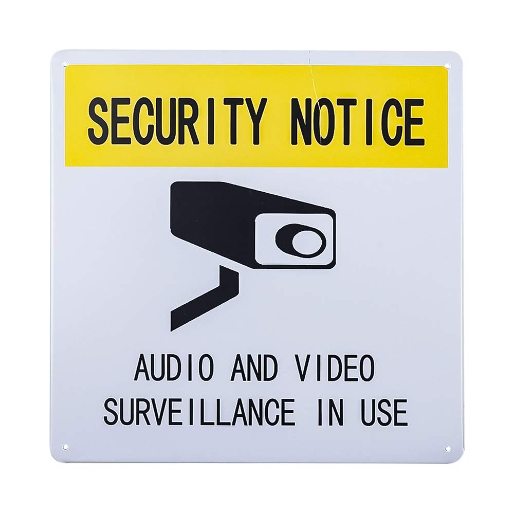 不适用 Security Notice -Audio and Video Surveillance in Use Sign | 10" x 10" Metal Outdoor Sign