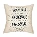 Fjfz Always Be Yourself Unless You Can Be a Unicorn Cotton Linen Home Decorative Throw Pillow Case Cushion Cover with Words for Sofa Couch, 18