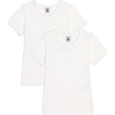 Petit Bateau Girls' White Short-Sleeved T-Shirt - 2-Pack Sizes 2-18