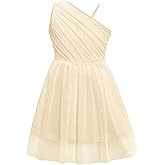 Batermoon Girls One Shoulder Dress Summer Party Graduation Semi Formal Short Dresses 5-14 Years