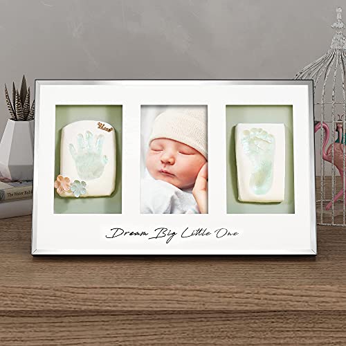Baby Handprint Footprint Makers Keepsake Kit – Clay Hand Print Picture Frame for Newborn, Memory Gift to New Parents…