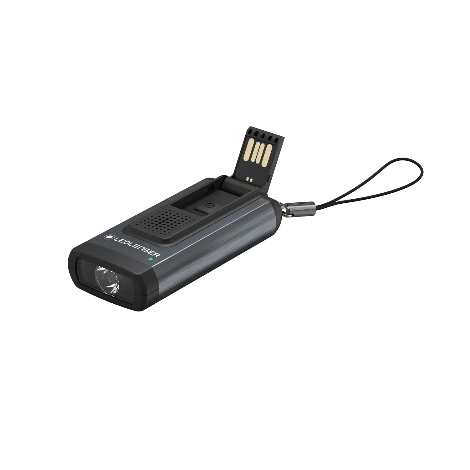 Ledlenser K6R - LED Rechargeable Super Bright Mini Key Ring Torch with Shrill Safety Alarm, 400 Lumens, Mini Keyring Torch, Loud Alarm (100dB) and Powerful Emergency Light (Grey/Black)