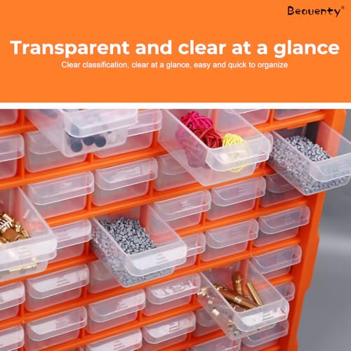Beauenty Screws Storage Cabinet, 39 Drawers Tools Organiser Unit, Plastics Component Organizer, Small Parts Drawers Storage Box for Nuts, Bolts, Sewing, Nails, Craft (38L x 16W x 47H cm)
