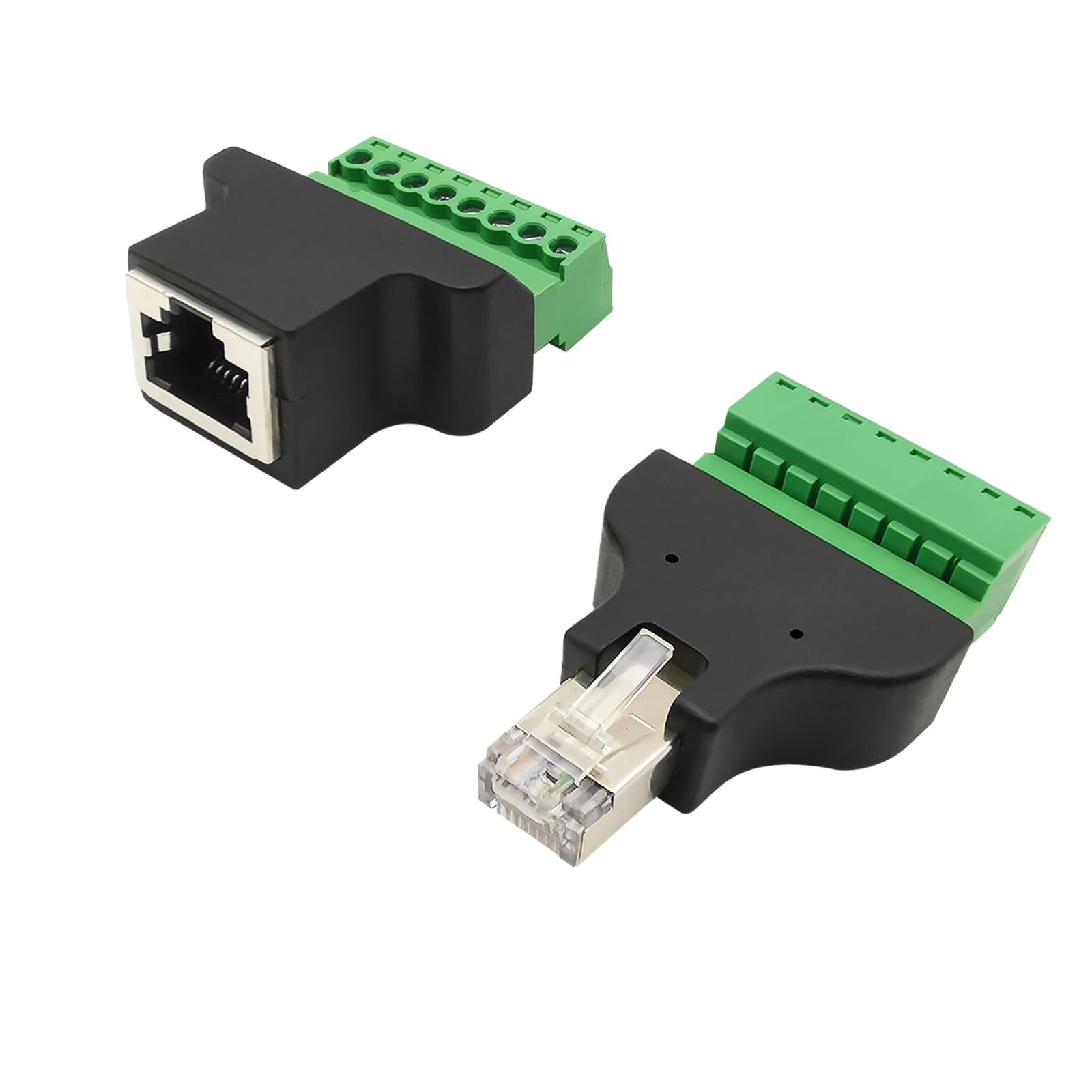 iYueMps RJ45 Screw Terminal,RJ45 Male/Female to 8pin Terminal Connector for CCTV DVR AV UTP Cat5 Cat5e Cat6 Cat7 Coupler Extender Adapter (Male + Female)