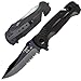 ANVIL BLADESMITHS - BULLSHARK 8CR13 - Folding Pocket Knife - Serrated Blade Black Assisted Open