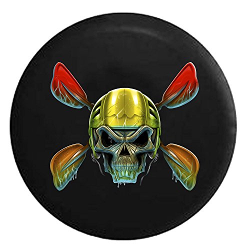 Pike Outdoors Kayak Whitewater Rafting Canoe Skull in Helmet with Water on PaddlesSpare Tire Cover fits SUV Camper RV Accessories 30 in