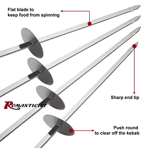image for ROMANTICIST Barbecue Skewers Set - Stainless Steel Skewers Flat Metal 