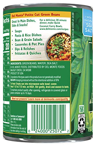 DEL MONTE BLUE LAKE PETITE CUT GREEN BEANS, CANNED VEGETABLES, 14.5 OZ CAN