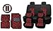 New and Exclusive Mesh Animal Print Interior Set Red Zebra 15pc Seat Covers Front & Back Lowback, Back Bench, Steering Wheel & Seat Belt Covers - Floor Mats