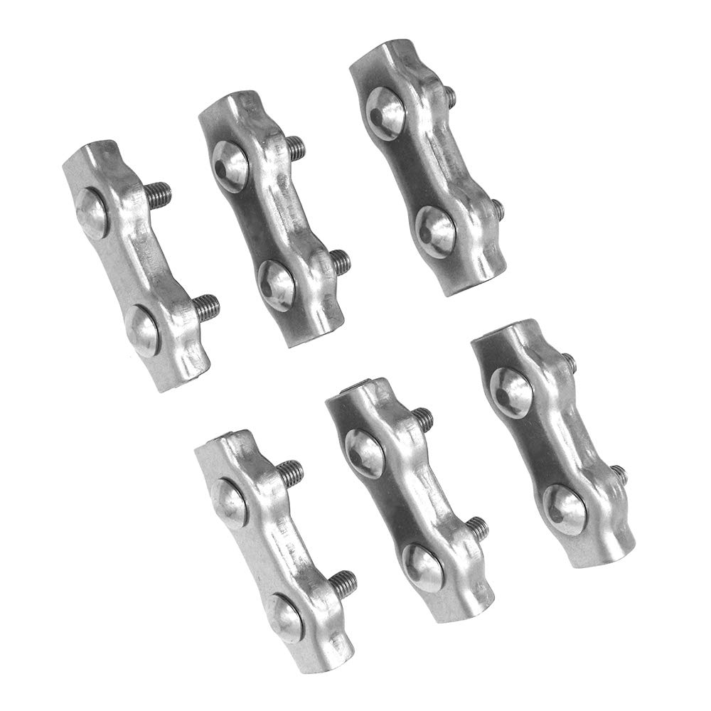 POFET 6Pcs M8 304 Stainless Steel Double Orifice Wire Rope Clip, Duplex Bolt Cable Clamp