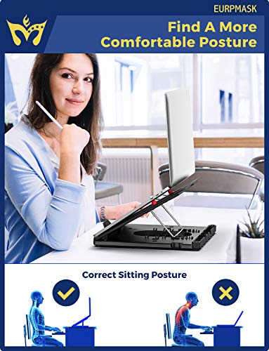 Laptop Stand, Adjustable Laptop Stand Riser, Foldable Desktop Notebook Holder Mount, Adjustable Eye-Level Ergonomic Design, Portable Laptop Riser for Computer PC Tablet Phone, Multi-Angle EURPMASK - Thumbnail 2