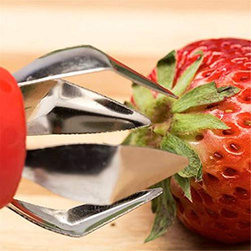 Cutter Fruit - Red With Green Coring Vegetable Fruit Stem Gem Strawberry Corer Remover And Tomato Huller - Stem Blender Shape Corer Knife Tools Food Peeler Pineapple Avocado Watermelon Garlic - Thumbnail 2