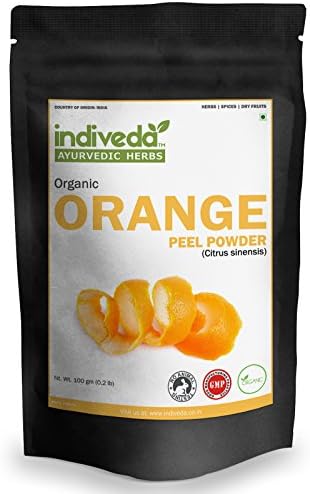 Indiveda Organic Orange Peel (Citrus sinensis) Powder for Support Healthy Skin, 100 Grams*