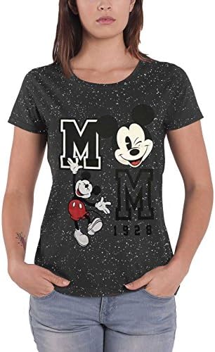 Mickey Mouse T Shirt Disney 1928 Winking Leap Official Womens Grey Junior Fit