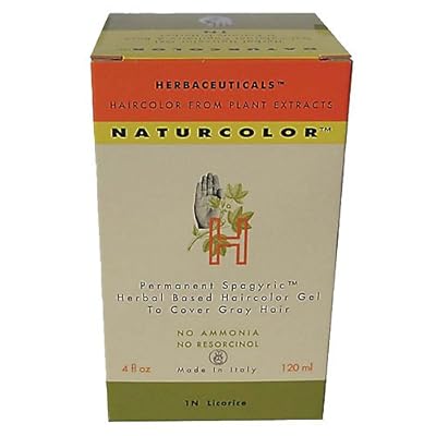 Natural Hair Color Herbal Based Permanent 1N Licorice (4 Fluid Ounces)