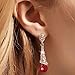 CNCbetter Women Charms Jewelry Austrian Crystal Charms Red Teardrop Screw Back Clip On Earring