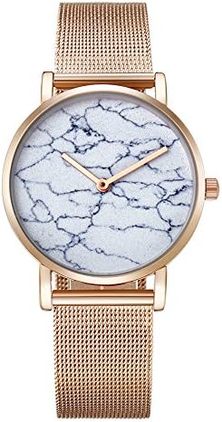 Cagarny Women Watch Rose Gold Steel Mesh Bracelet Watches Marble Pattern Dial Fashion Quartz Wristwatches