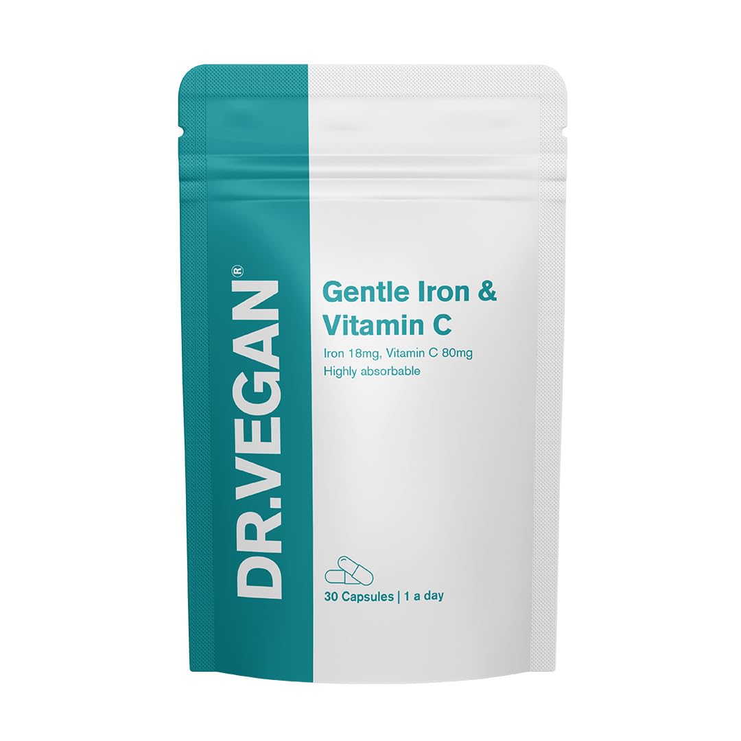 DR.VEGAN® Daily Gentle Iron & Vitamin C | Healthy Immune System and Energy | 30 Vegan Capsules | 1-A-Day