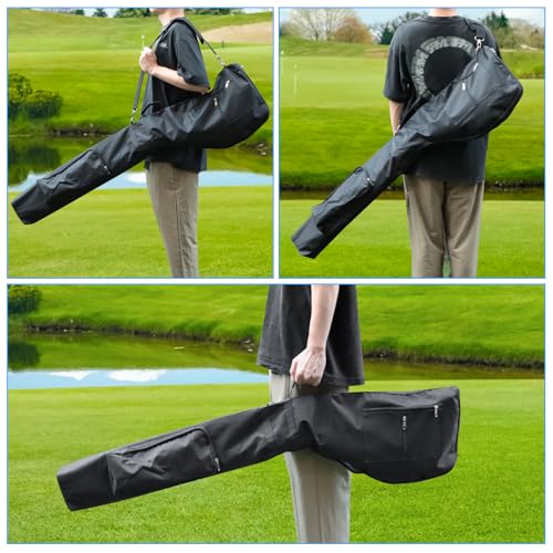 TEUYOE Bolsa de viaje plegable para palos de golf, bolsa porta palos de golf con cremallera para 8-10, bolsa de transporte de golf pequeña y ligera portátil impermeable para mujeres y hombres, negra