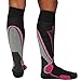 Pure Athlete High Performance Wool Ski Socks - Thermal Warm Merino Wool OTC Sock, Men Women (1 Pair - Black/Grey/Neon Pink, Medium)