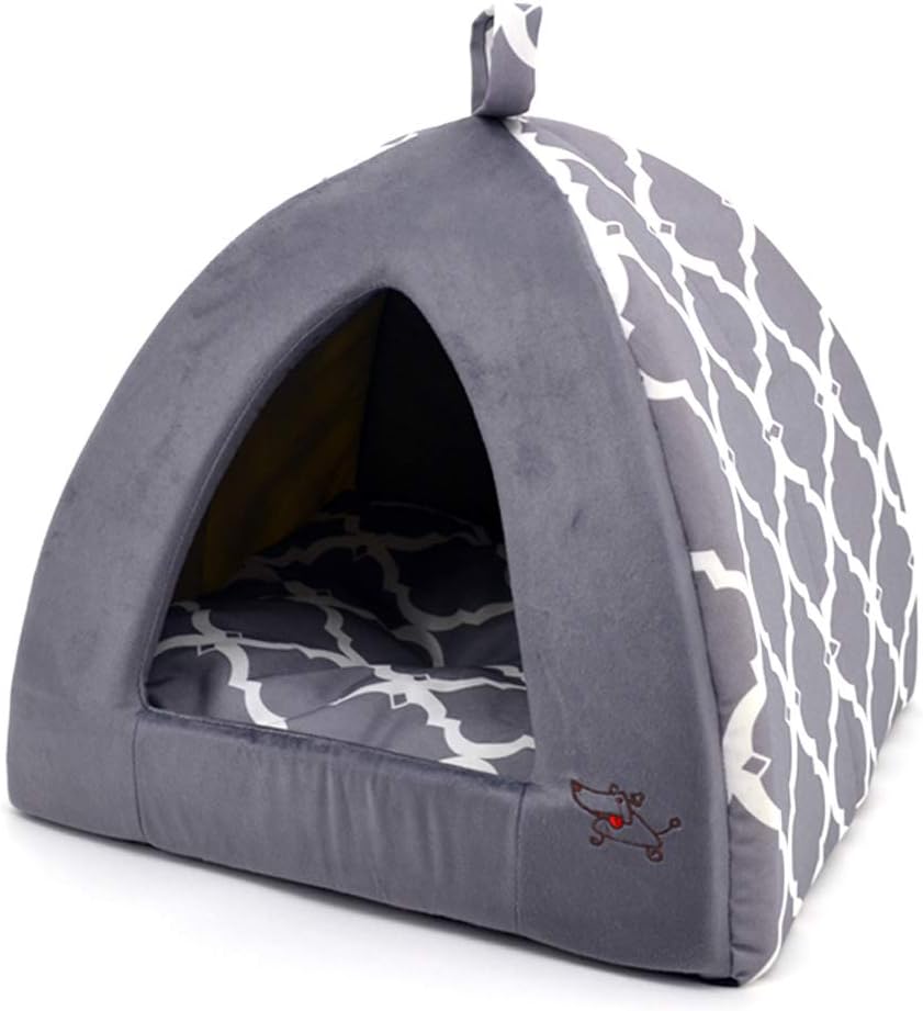 Pet Tent-Soft Bed for Dog and Cat by Best Pet Supplies - Gray Lattice, 16" x 16" x H:14" : Pet Supplies