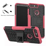 Honor 7c / Nova 2 Lite / Y7 Prime 2018 case,LiuShan Shockproof Heavy Duty Combo Hybrid Rugged Dual Layer Grip Cover with Kickstand For Huawei Honor 7c / Nova 2 Lite / Y7 Prime 2018 Smartphone,Rose Red