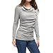Allegra K Women's Cowl Neck Long Sleeves Buttons Decor Ruched Top