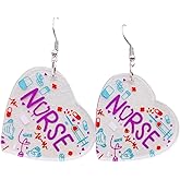 New Love Heart Acrylic Earrings NURSE Doctor Stethoscope Syringe Dangle Earrings for Women Nurse's Day Gift Jewelry