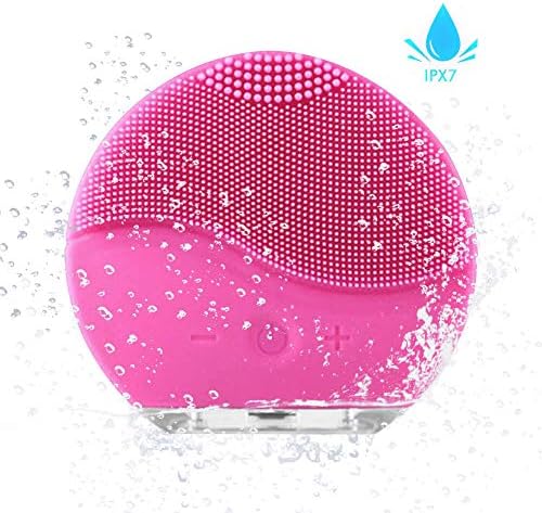 Facial Cleansing Brush AXAYINC Rbber Face Scrubbers Waterproof Silicon Facial Cleaner and Masager Electric Cleansing System for Deep Cleansing Skin Care … (Pink)