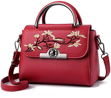 Sunwel Fashion Women's Small Size Embroidered Flowers Satchel Crossbody Bags Shoulder Bags Handbags with Metal Handle