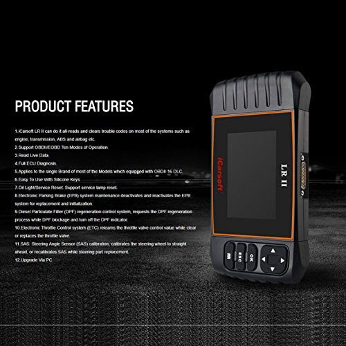 iCarsoft LR II Compatible for Landrover/Jaguar OBD II Scanner Tool Multi Systems ABS SRS Oil Reset