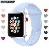 Youther for Apple Watch Bands, Soft Silicone Strap Replacement Wristbands for Apple Watch Sport Series 3 Series 2 Series 1 Light Blue 38mm S/M