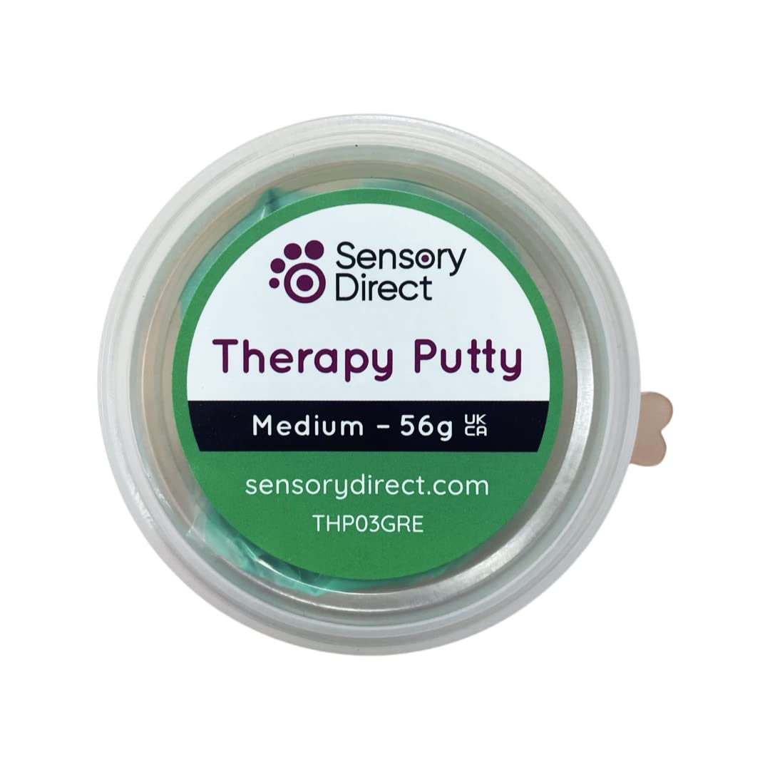 Sensory Direct Therapy Putty - Medium Green Slime | For Strengthening & Motor Skills for Autism, Arthritis, Sensory Disorders & Special Needs Kids & Adults | Hand & Finger Physio Exercise | Non Toxic