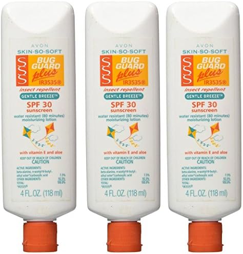 Avon Skin so Soft Bug Guard PLUS IR3535 Insect Repellent Moisturizing Lotion - SPF 30 Gentle Breeze, 4 oz (3 Pack (4 oz))