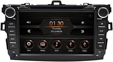 8-Inch Touchscreen Car DVD Player GPS Navigation Stereo for Toyota Corolla 2009 2010 In Dash AV Receiver iPod Music AM FM Radio Steering Wheel Ctrl Bluetooth 1080P