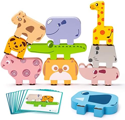TERRIFI Montessori Wooden Blocks Sorting Stacking Toys for 1-4