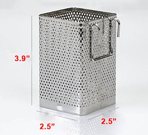 Small Kitchen Utensil Chopsticks Perforated Holder with Hooks - Stainless Steel Dishwasher Safe Small Square Caddy 2.5" X 3.9" X 2.5"