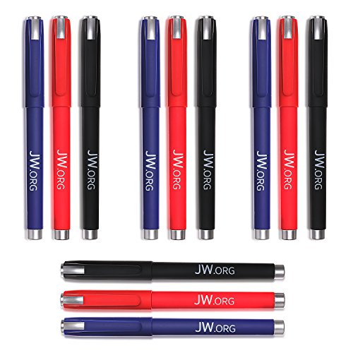Jw.org Pens with Jw.org Logo 12 Pack-Pens-Blue Black Red Exterior Color Each Color 4 Black Ink Pens -Total 12 Pens