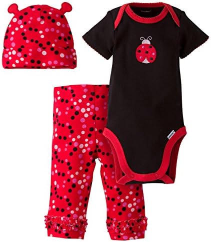 Gerber Clothing Girls' 3 Piece Bodysuit, Ladybug, 0-3 Months
