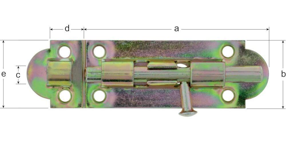 GAH-Alberts 124083 Panel Bolt with Button Handle and Without Spring Yellow-Galvanised Plate 100 x 30 mm Bolt Diameter 8 mm