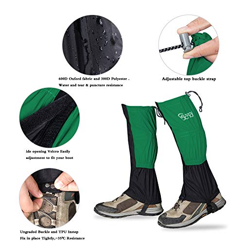 IDAND Waterproof Gaiters for Hiking Snow Gaiters Snow Leg Gaiters Snow Boot Gaiters Anti-Tear Oxford Fabric Outdoor Waterproof Snow Shoes for Outdoor Hiking Walking Hunting Climbing Mountain (L)