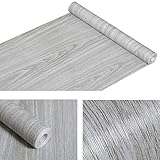 Glow4u Faux Gray Wood Grain Contact Paper Vinyl Self Adhesive Shelf Drawer Liner for Kitchen Cabinets,Shelves,Bathroom Wall Decal 17.7x197 Inches