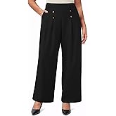 Eytino Womens Plus Size Wide Leg Dress Pants High Waisted Pleated Business Casual Trouser Office Work Palazzo Pants(1X-5X)