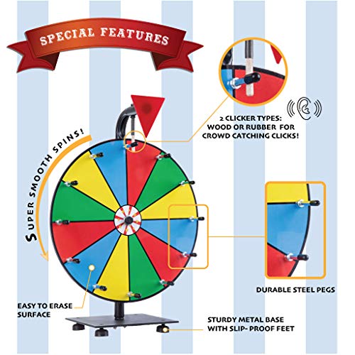 5 in 1 Tabletop Prize Wheel Spinner 12" Carnival Games Smooth