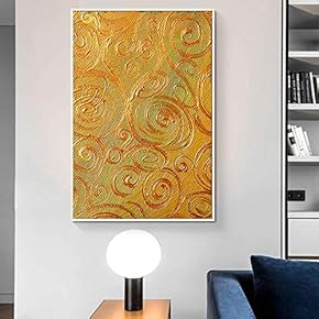 Floating Framed Canvas Wall Art for Living Room, Bedroom Golden Abstract Oil Painting Canvas Prints for Home Decoration Ready to Hang - 16x24 inches