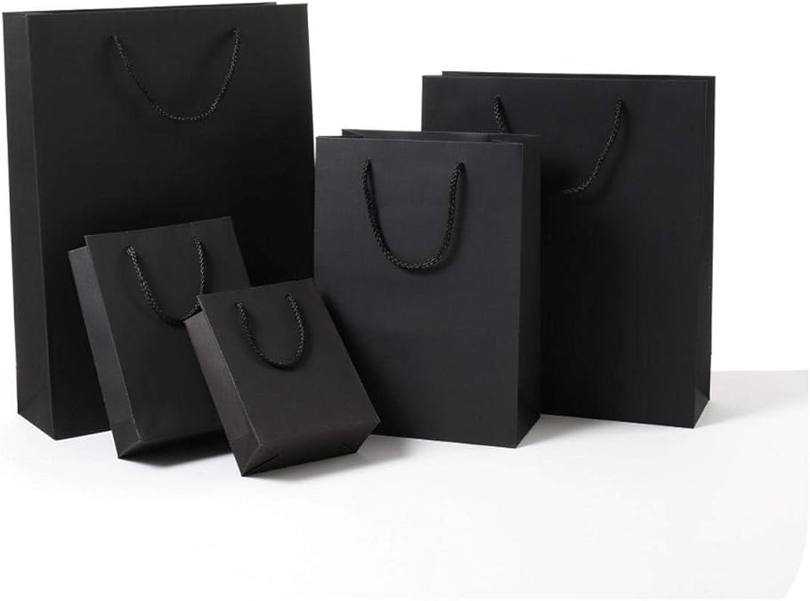 Simple Black Paper Gift Bag, Multifunctional DIY Paper Bag with Handles