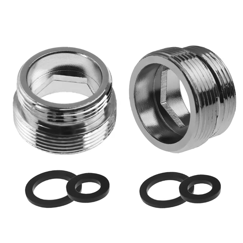 2pcs Metal Faucet Adaptor, 22mm Male Thread to 18mm Male Thread Brass Tap Aerator Connector for Bathroom Kitchen Water Purifier