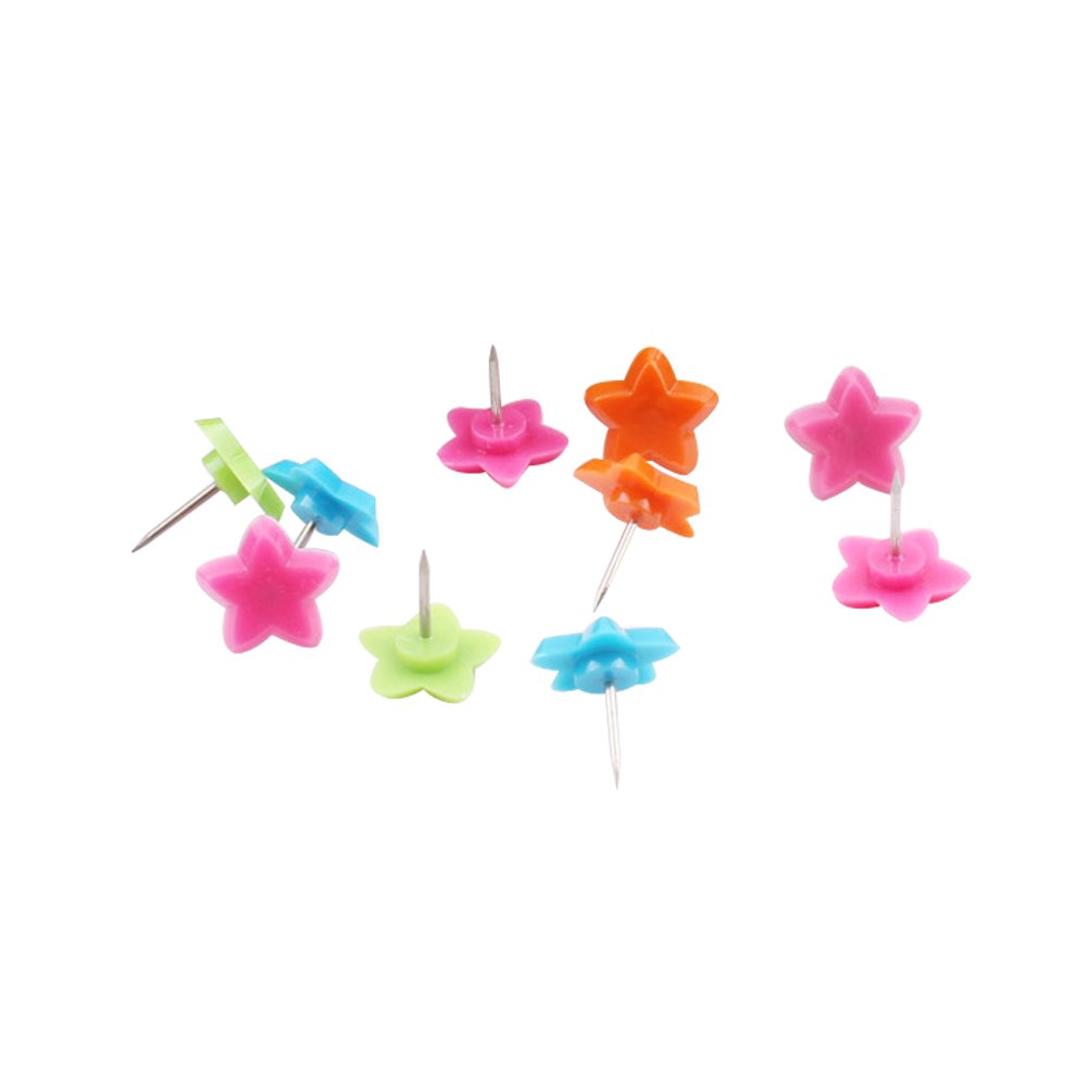 Cute Creative Star Shape Heart Shape Pushpins Drawing Pins Thumbtacks 50PCS (Multi-Colored Stars)