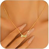 Bow Necklace for Women, 925 Sterling Silver Cubic Zirconia Bowknot Pendant Choker Necklaces to Daughter Mother, 14k Gold Plated Infinite Knot Charm Necklaces for Her Birthday Mother's Day Jewelry Gift