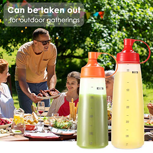 Condiment Squeeze Bottle Wide Mouth, Ondiomn 3 Pack 550ml Empty